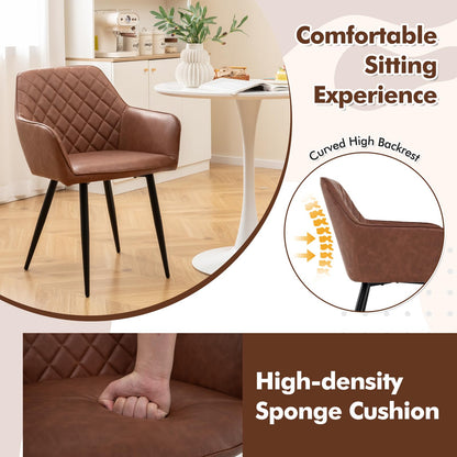 Goflame Mid Century Modern Dining Chairs Set of 2/4, Upholstered Accent Chairs w/Curved Backrest, Wide Seat & Armrests