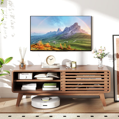 Goflame TV Stand for TVs up to 55" with Sliding Door and Adjustable Shelves for Living Room