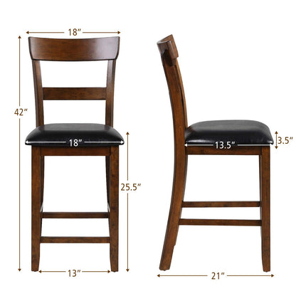 Goflame 25.5-Inch Counter Height Chair with Backrest, Foam-Padded Cushion, Rubber Wood Legs