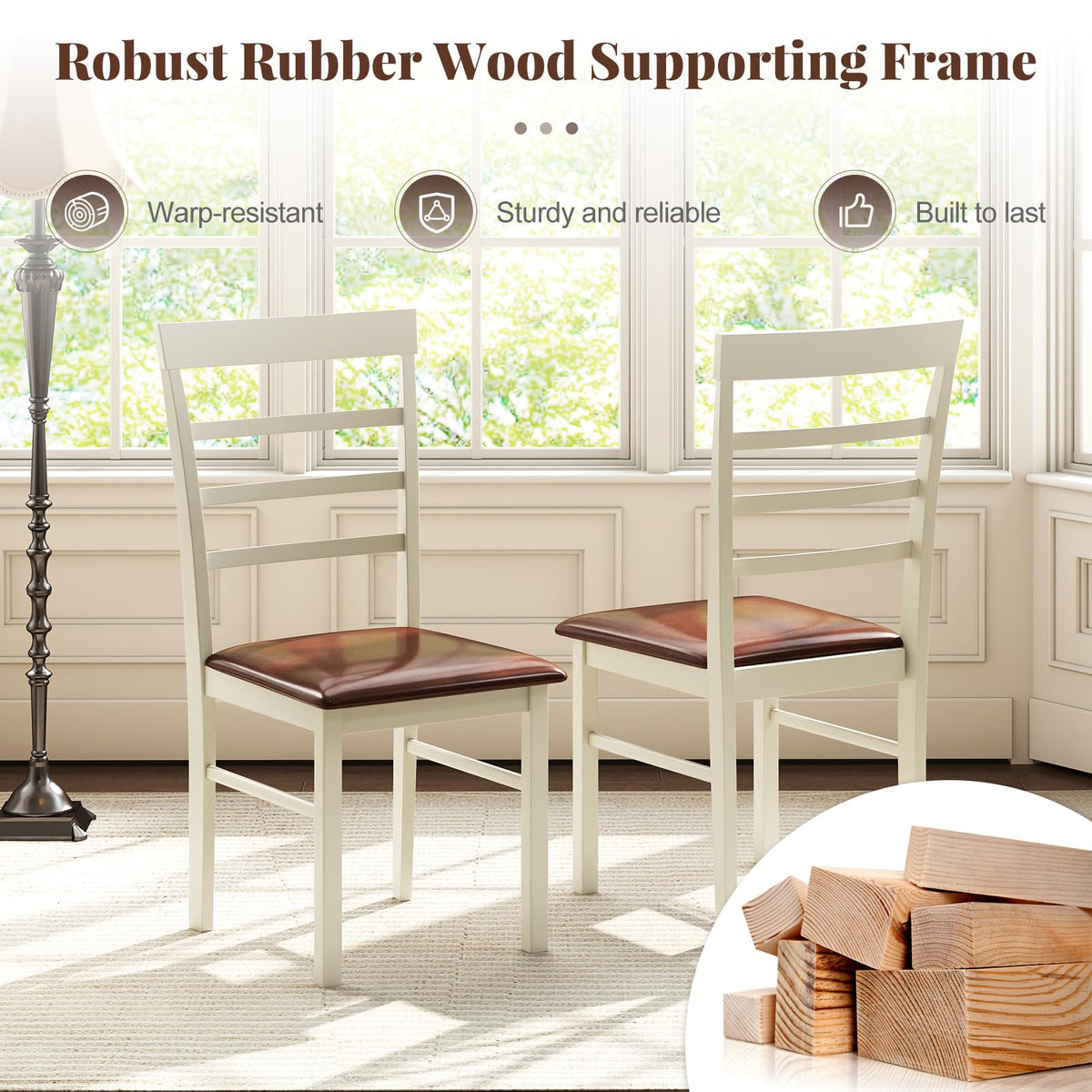 Goflame PU Leather Upholstered Kitchen Chair with Rubber Wood Frame