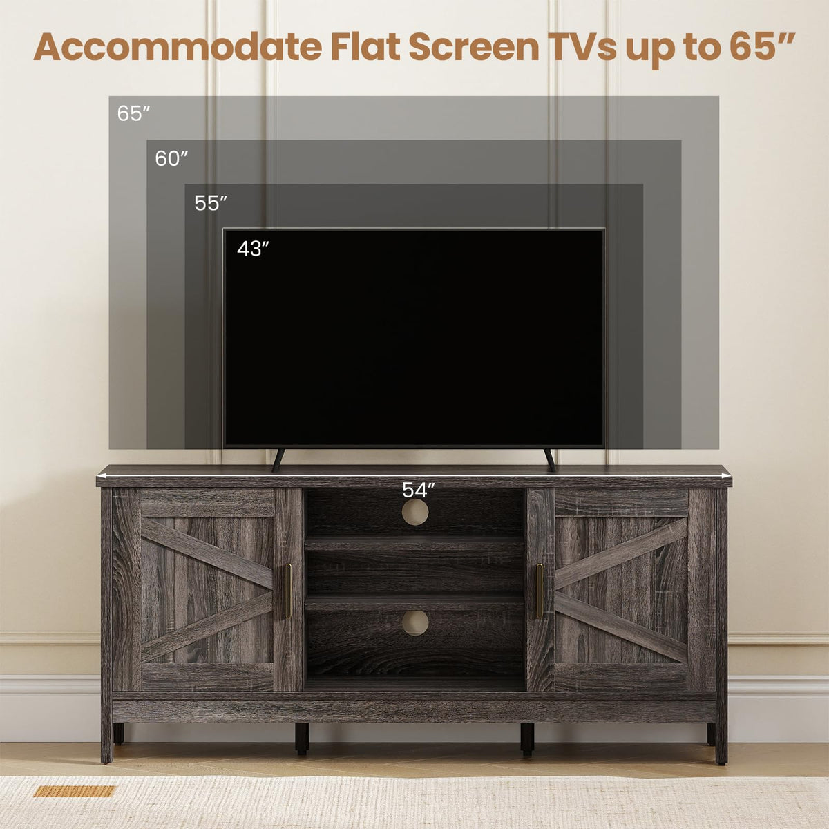 Goflame Farmhouse TV Stand for TVs up to 65"