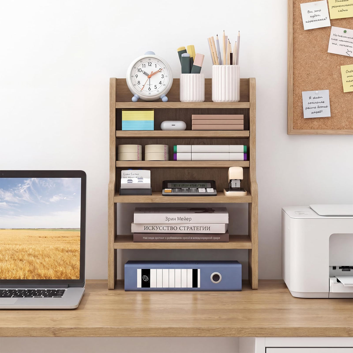 Goflame Desktop Bookshelf | 16.5" Desk Hutch Dorm with Open Cubes