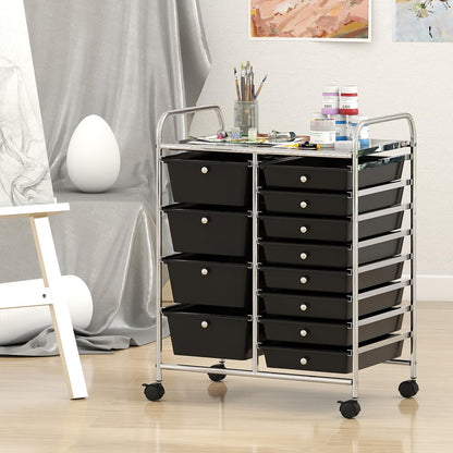 Goflame 12 Drawer Rolling Cart with Drawers Storage Organizer Cart