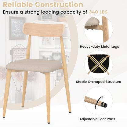 Goflame Linen Fabric Upholstered Modern Dining Chair Set of 2/4 with Padded Seat and Curved Back
