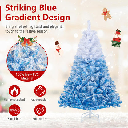 Goflame Pre-Lit Snow Flocked Christmas Tree | Artificial Hinged Xmas Full Tree