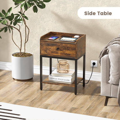 GOFLAME Nightstand with Charging Station
