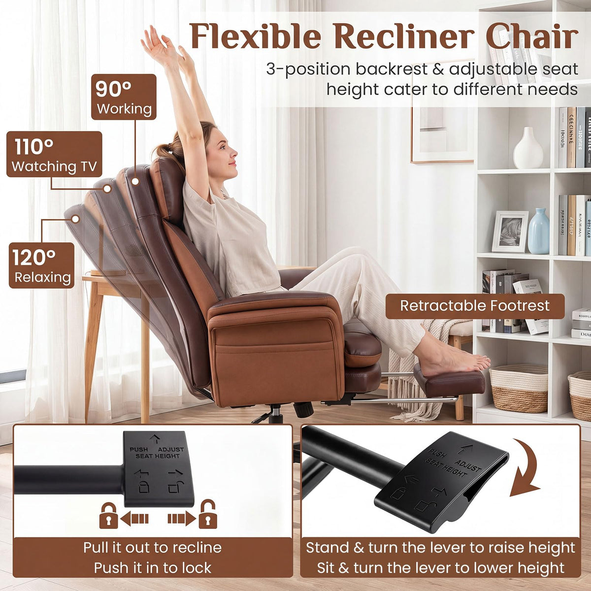 Goflame Big & Tall Office Chair with Adjustable Armrest