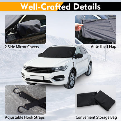 Goflame Car Windshield Snow Cover Set, Heavy Duty 600D Oxford Fabric Front & Rear Ice Frost Protectors