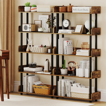 Goflame 5-Tier Bookshelf with Anti-Tipping Kit & Open Storage Organizer for Living Room Bedroom