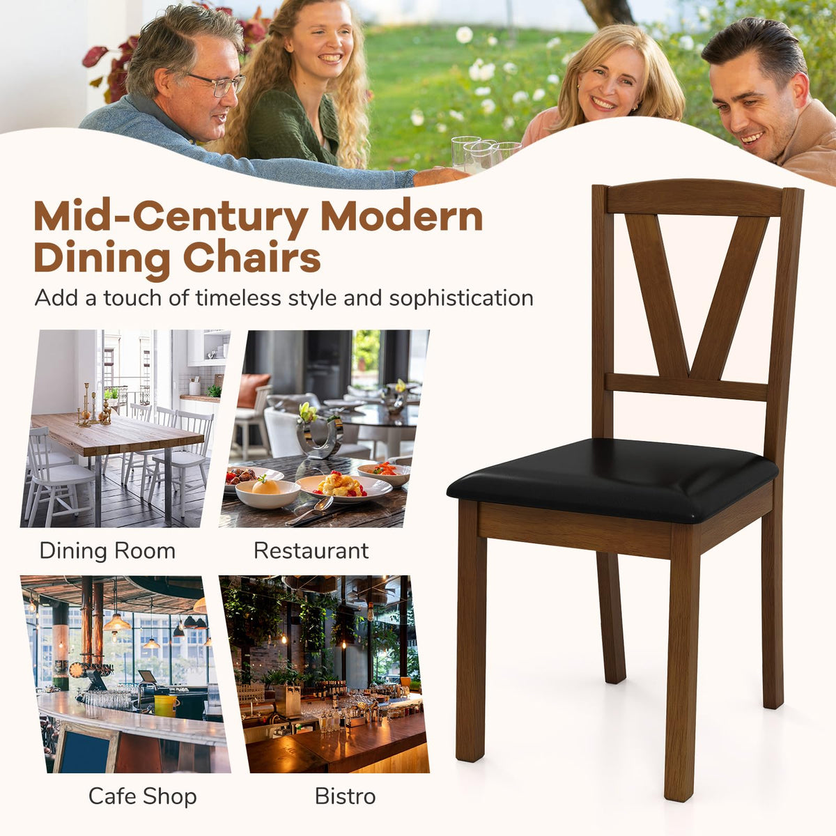 Goflame Wooden Dining Chairs Set (2/4)