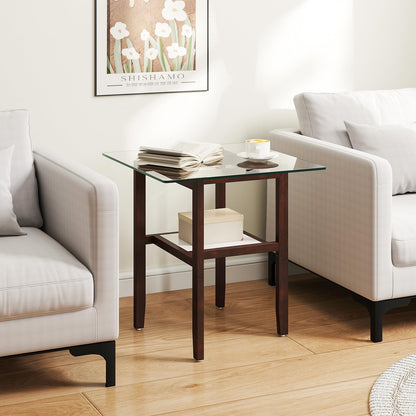 Goflame Small Coffee Table 24" Glass End Table