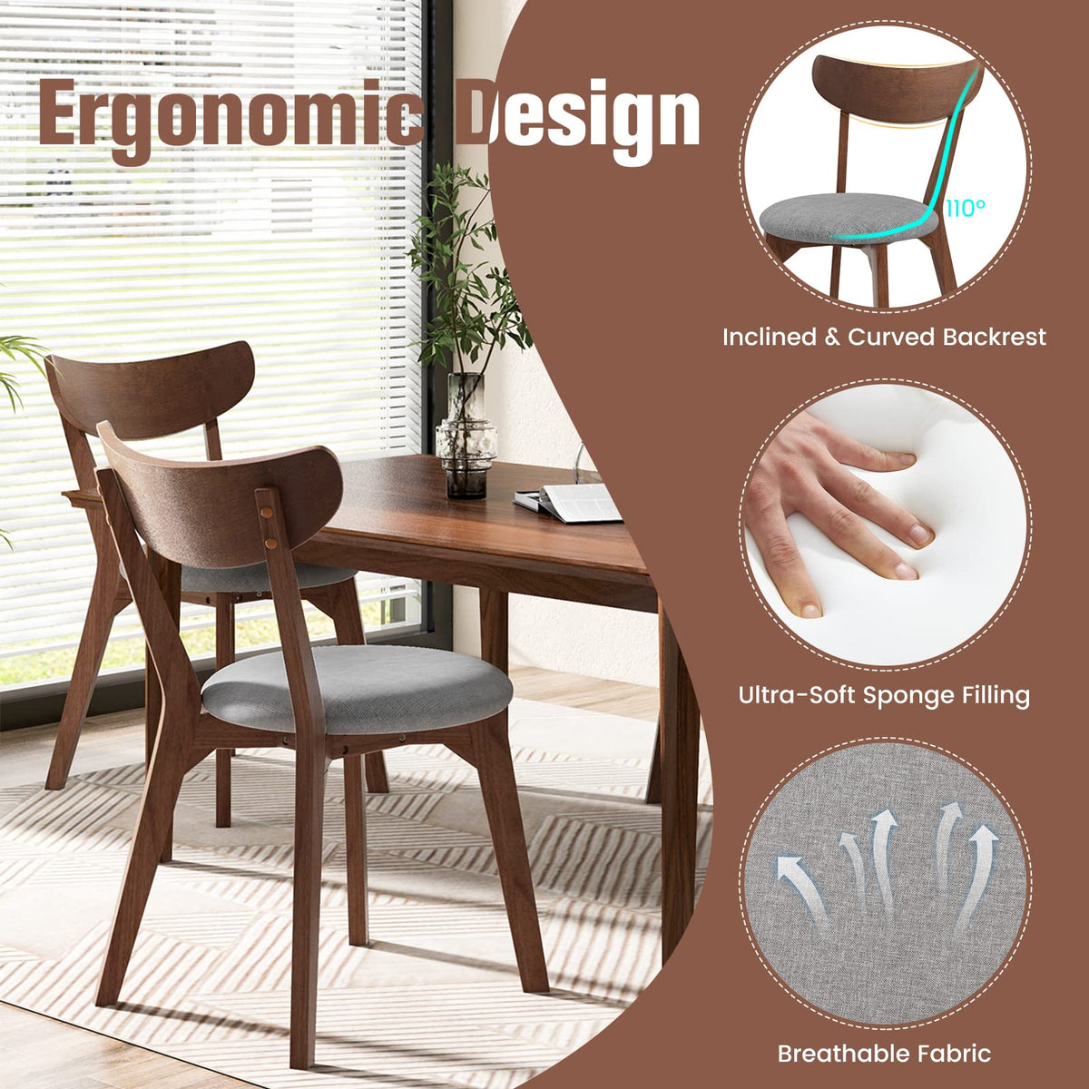 Goflame Upholstered Dining Chairs Set of 2/4 for Living Room Restaurant