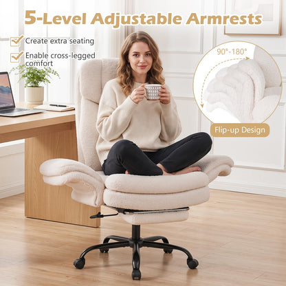 Goflame Criss Cross Legged Reclining Desk Chair with 5-Level Adjustable Armrests