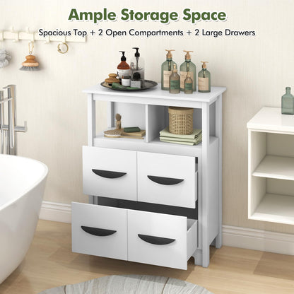 Goflame Storage Cabinet with Large Drawers, Open Storage Compartments, Anti-Tipping Kit, White