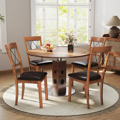 Goflame Wooden Armless Kitchen Chairs Set of 2/4 w/Elegant Hollowed Backrest