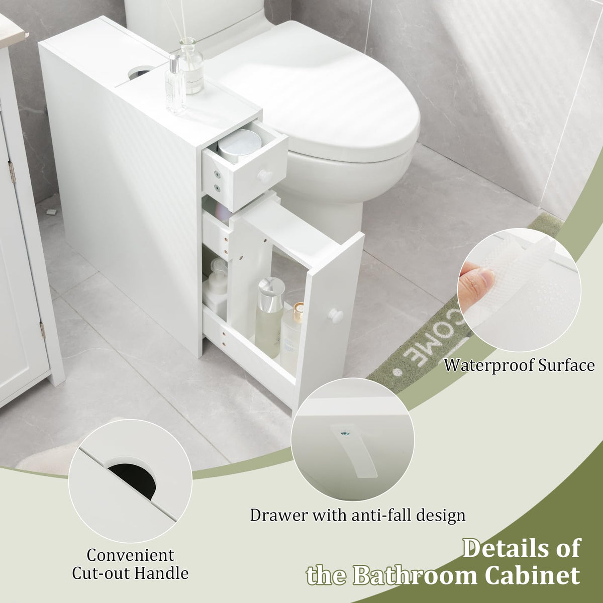 Goflame Small Bathroom Storage Cabinet