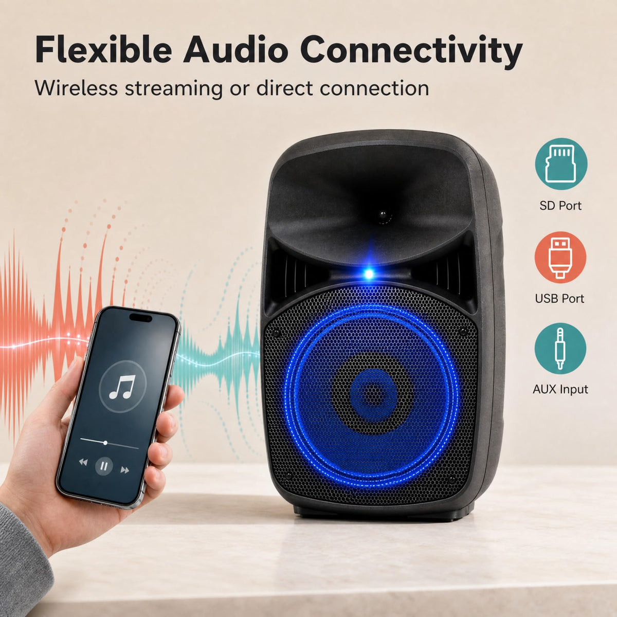 GOFLAME 10-Inch Bluetooth PA Speaker