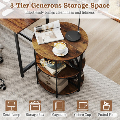 Goflame Half Round End Table 3-Tier Narrow Side Table(1/2)