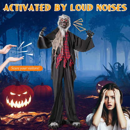 Goflame 8.2 Ft Halloween Animatronics, Sound-Activated Werewolf with Light-up Eyes & Scary Sounds