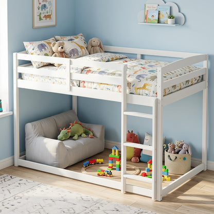 Goflame Full Over Full Bunk Bed with Full-Length Guardrails