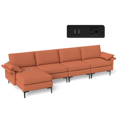Goflame 130.5" L Convertible Sofa Couch, Sectional Sleeper
