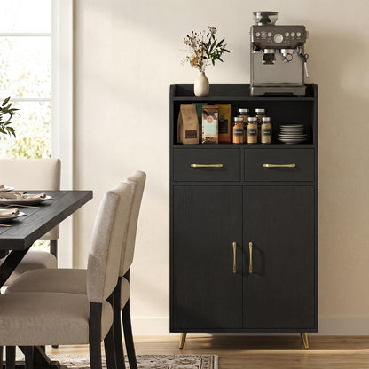 Goflame Freestanding Bathroom Storage Cabinet with 2 Drawers and 2 Doors