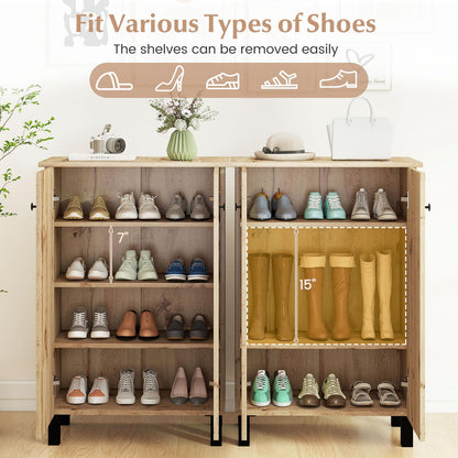 Goflame Shoe Cabinet with Doors 4-Tier Narrow Shoe Rack Cabinet