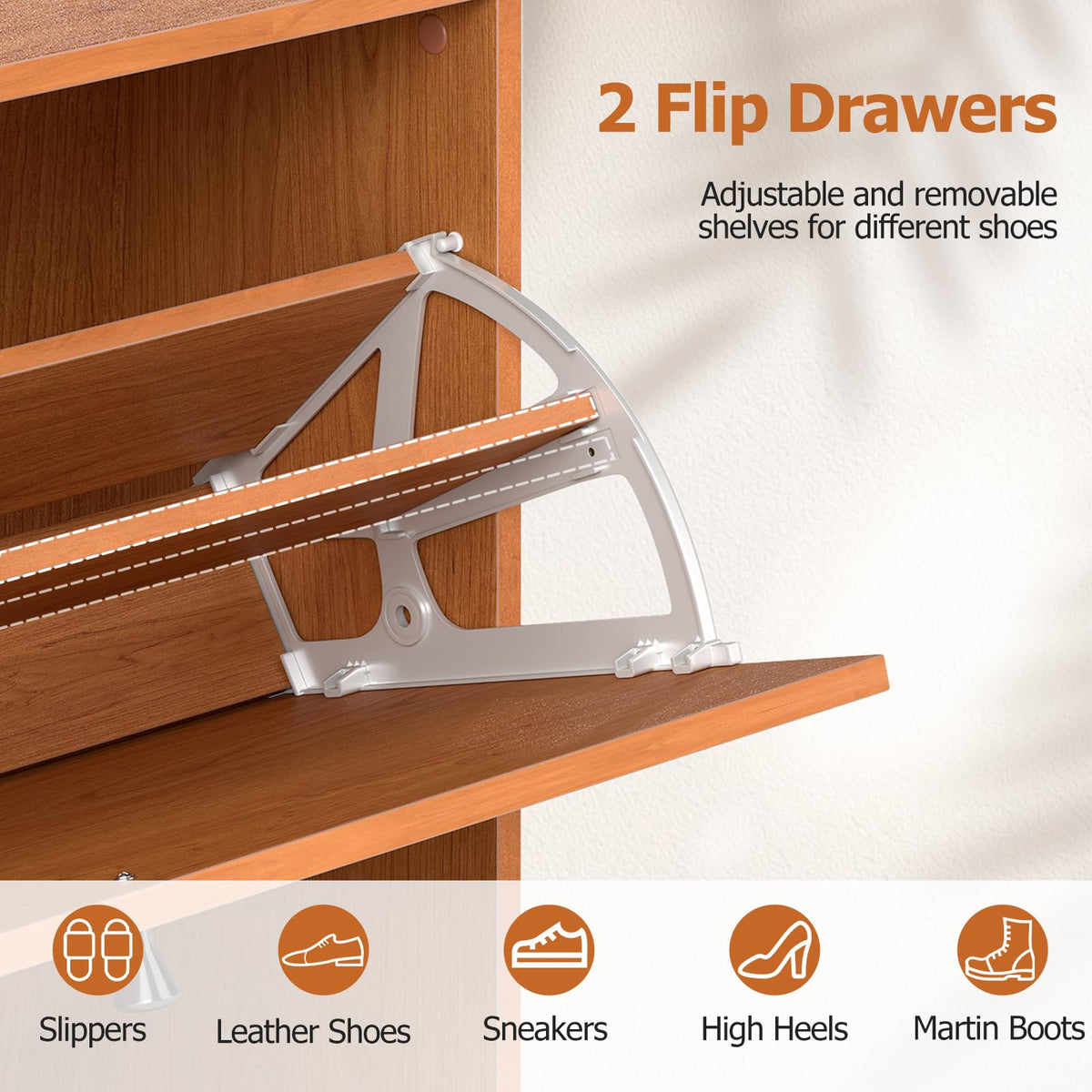 Goflame Shoe Storage Cabinet with 2 Flip Drawers