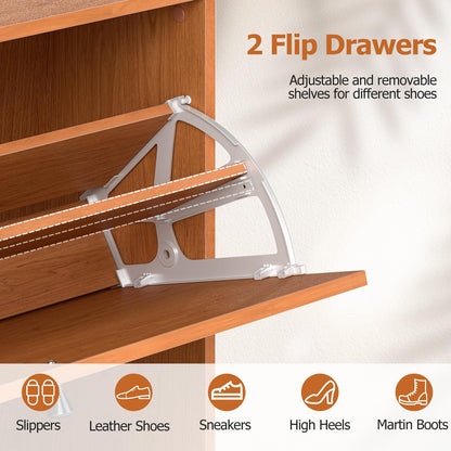 Goflame Shoe Storage Cabinet with 2 Flip Drawers