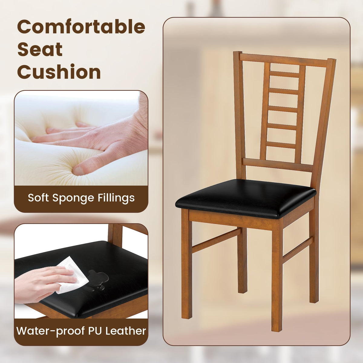 Goflame Wooden Dining Chairs Set of 2/4 Armless Kitchen Chairs
