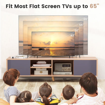 Goflame TV Stand for TVs up to 65 Inch, Entertainment Center with 2 Side Cabinets