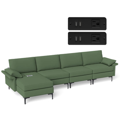 Goflame 130.5" L Convertible Sofa Couch, Sectional Sleeper