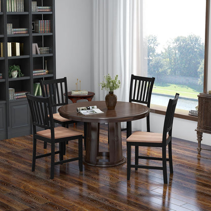 Goflame Wooden Dining Chairs Set of 4, Farmhouse Kitchen Chair with Rubber Wood Legs