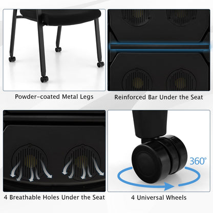 Goflame Waiting Room Chair Set, Rolling Office Desk Chairs with PU Wheels (2 / 4 / 6 / 8 / 10 / 12 Pack Options)