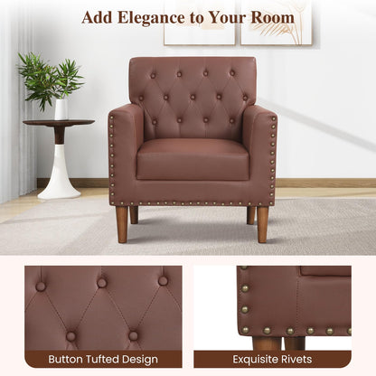 Goflame Mid Century Modern Accent Chair with Button Tufted Decoration and Rivets