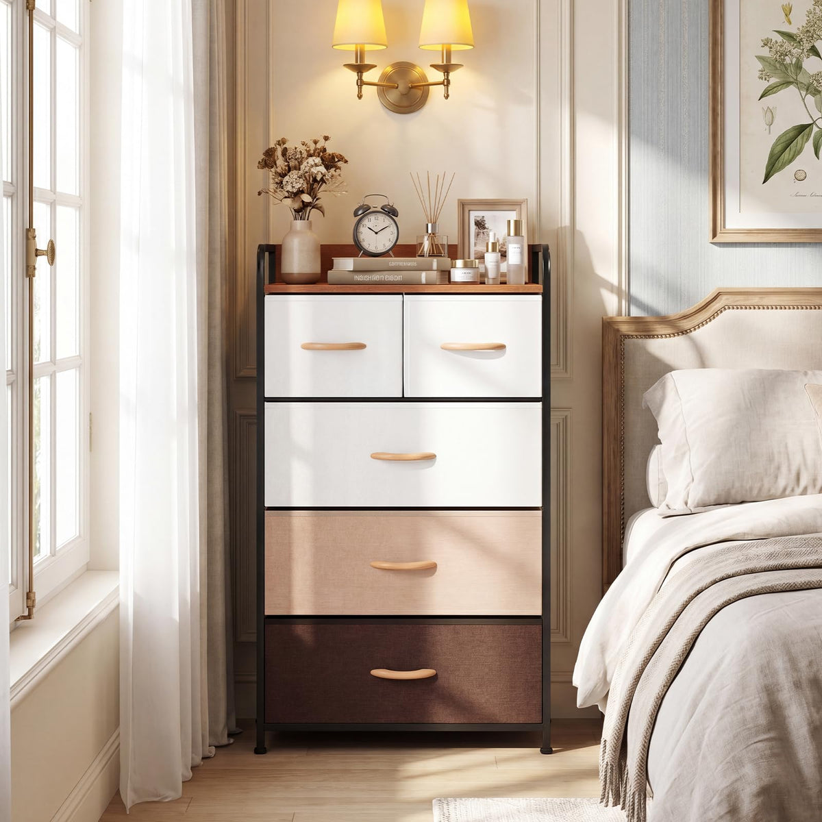 Goflame 5-Drawer Fabric Dresser with Removable Fabric Bins