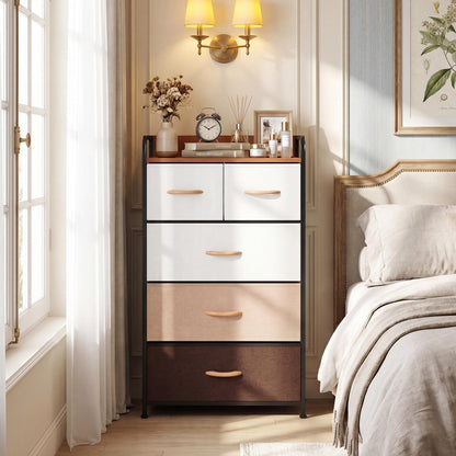 Goflame 5-Drawer Fabric Dresser with Removable Fabric Bins