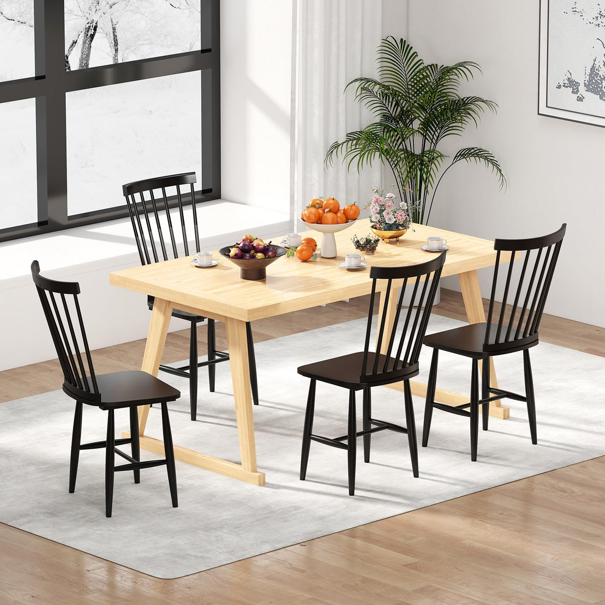 Goflame Windsor Dining Chairs Set of 2/4 Farmhouse Wooden Kitchen Chair