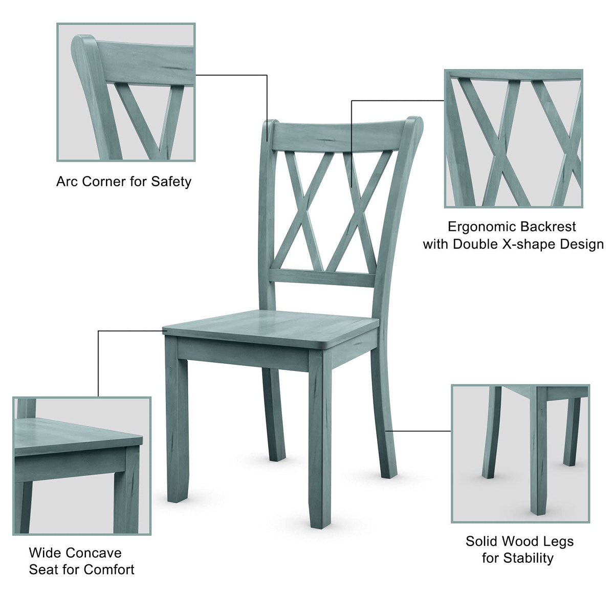 Goflame Rubber Wood Dining Room Side Chair