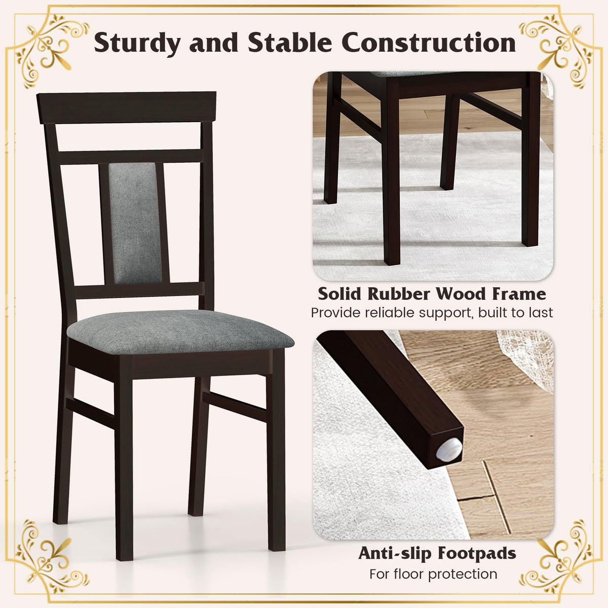 Goflame Wooden Dining Chairs Set for Dining Room Living Room