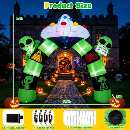 9.8 FT/ 300 CM Alien Halloween Inflatable Archway w/ Lights