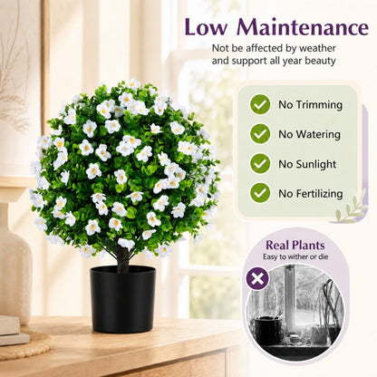 GOFLAME Artificial Boxwood Topiary Ball Tree Set of 2  for Indoor Outdoor Home Porch Garden