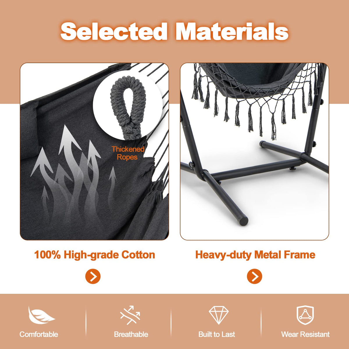 Goflame Hanging Swing with Stand - Hammock Chair with Phone Holder