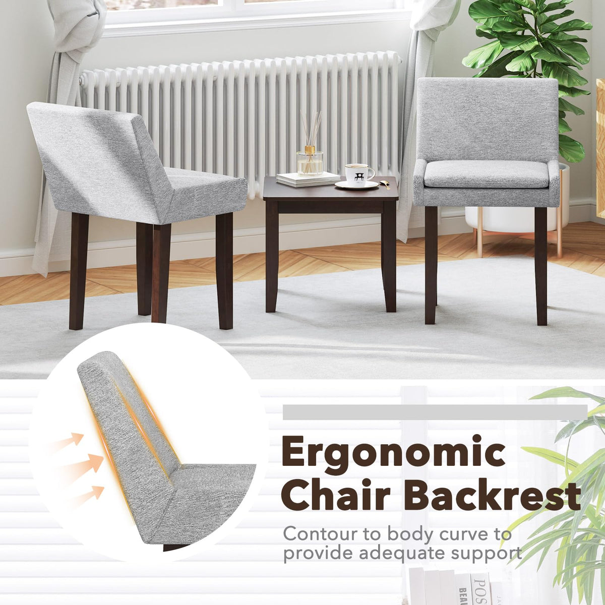 Goflame Linen Upholstered Accent Chairs w/Mid Back & Cushioned Seat