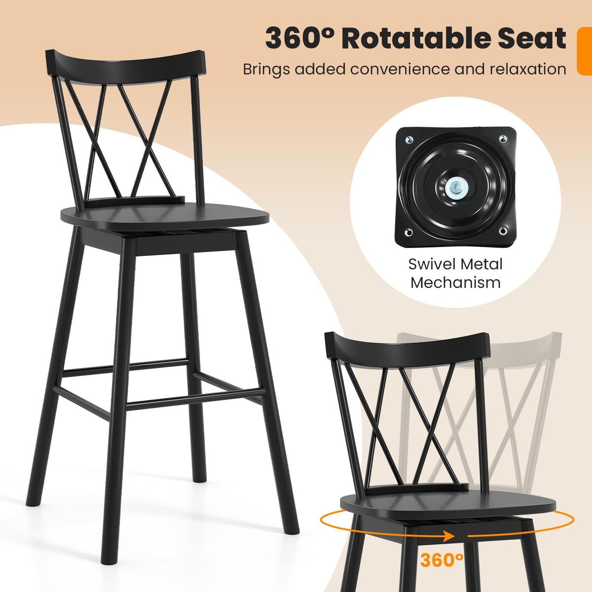 Goflame Windsor Bar Stools Set of 2/4(29"/24")