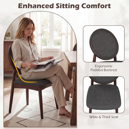 Goflame Set of 2/4 Upholstered Linen Fabric Kitchen Side Chairs with Padded Seat