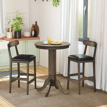 Goflame Farmhouse Bar Stools Set of 2/4 with Rubber Wood Legs for Kitchen