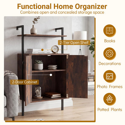 Goflame 38" Tall Bookshelf with Storage Cabinet (1/2)