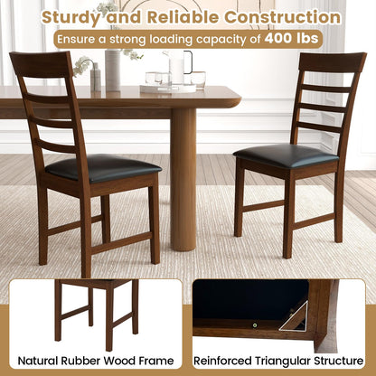 Goflame Wooden Dining Chairs Set of 2/4, PU Leather Upholstered Kitchen Chairs w/Rubber Wood Frame