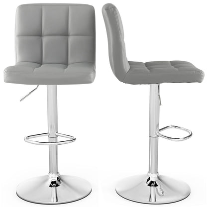 Goflame Bar Stool, Modern Swivel Adjustable Armless Barstools, Square Counter Height PU Leather Bar Stools